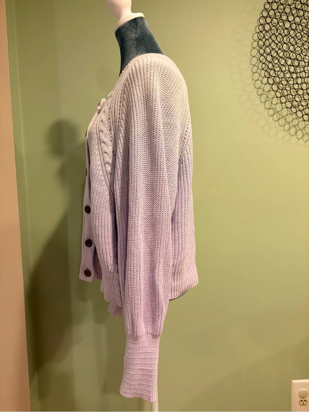 Universal Thread Lavender Chunky Knit Button Cardigan Sweater Size L